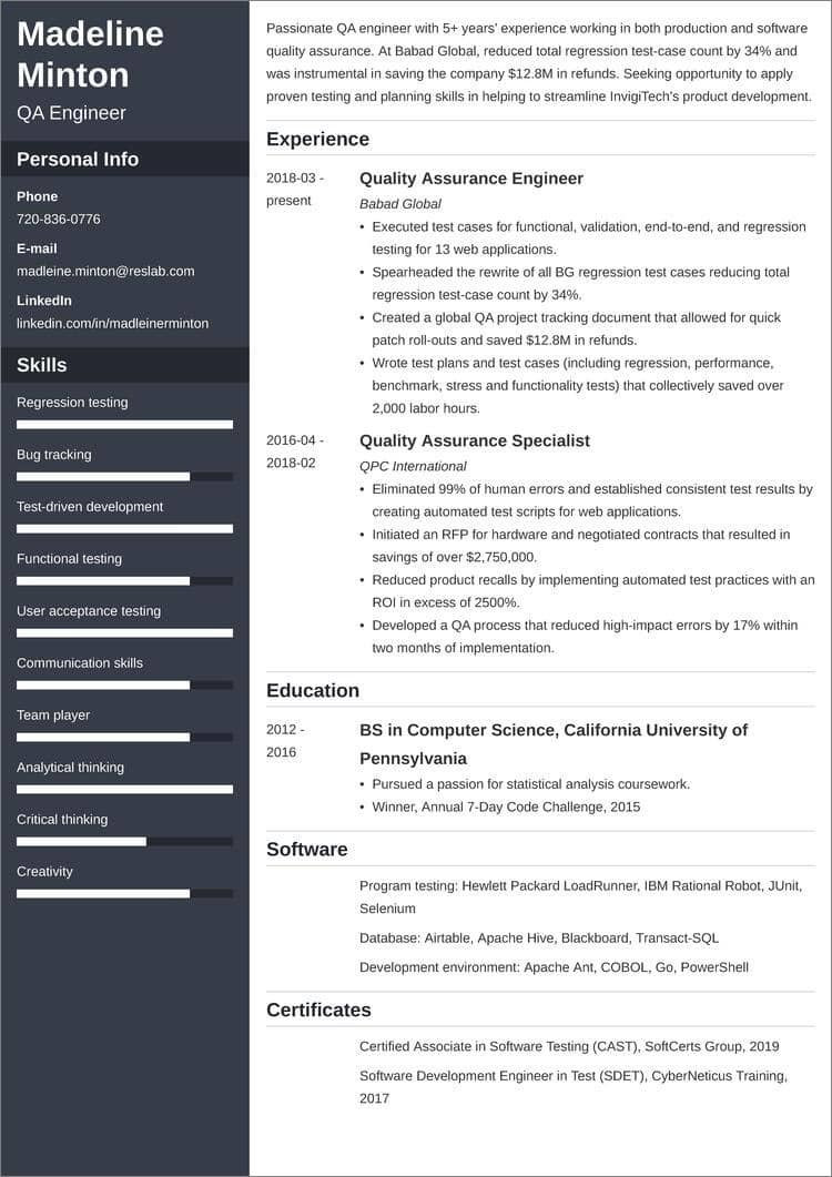 Software Quality assurance Engineer Resume Sample Quality assurance (qa) Resume Samples for 2022 [lancarrezekiqtips]