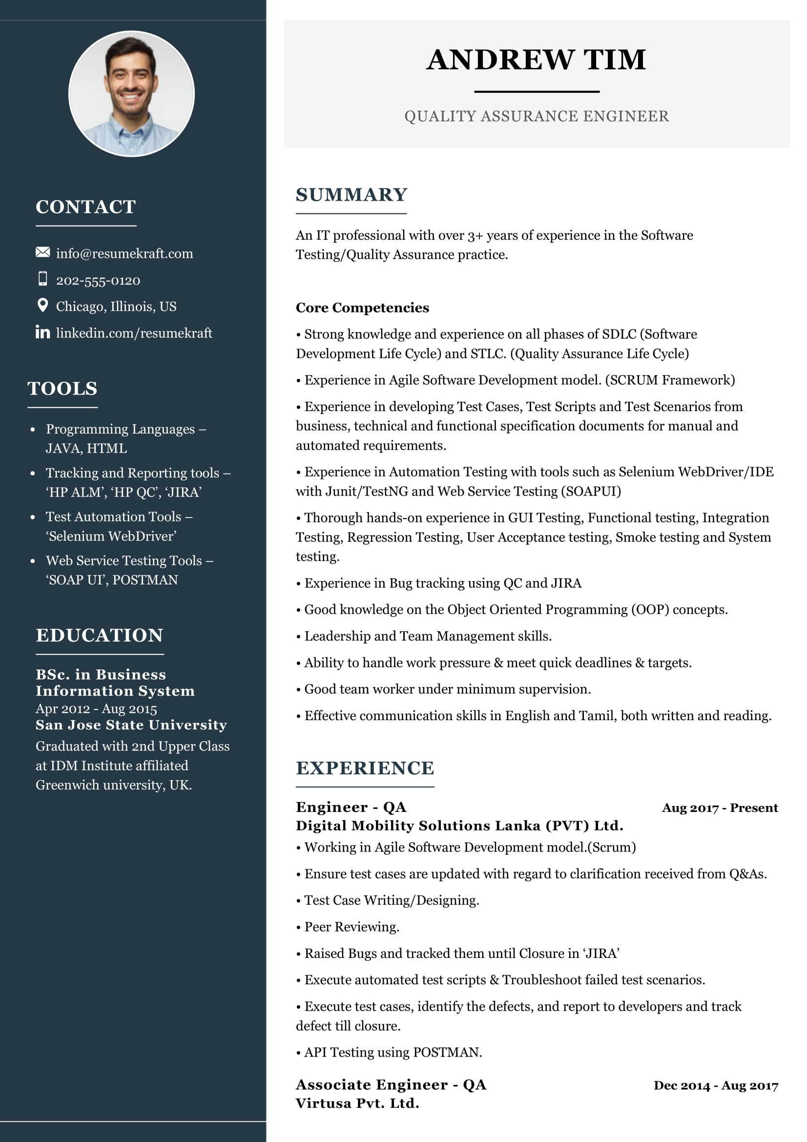 Software Quality assurance Engineer Sample Resume Quality assurance Engineer Resume Example 2022 Writing Tips …