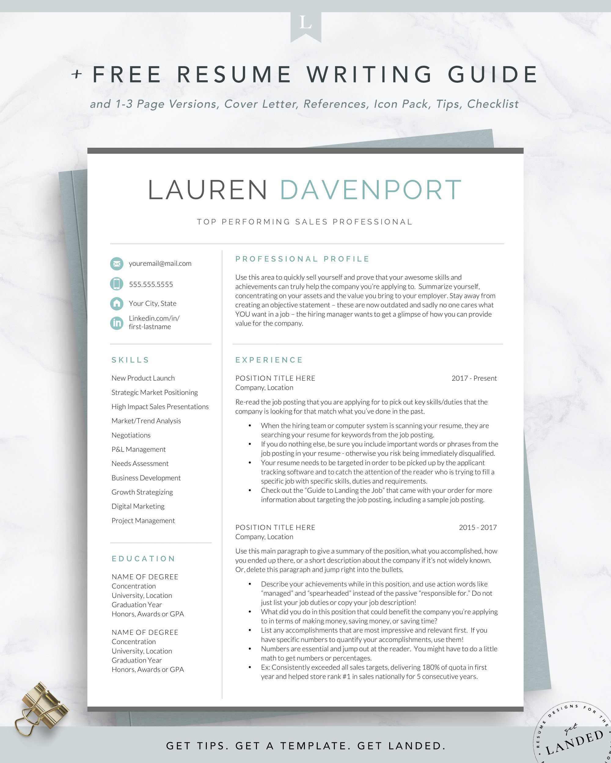 Vp Sales and Marketing Resume Sample Sales & Marketing Resume Template for Word and Pages – Etsy.de