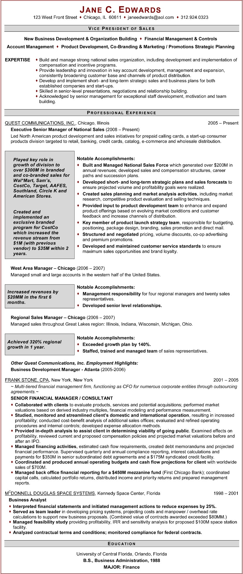 Vp Sales and Marketing Resume Sample Sample RÃ©sumÃ©: Vp Sales Certified Resume Writer