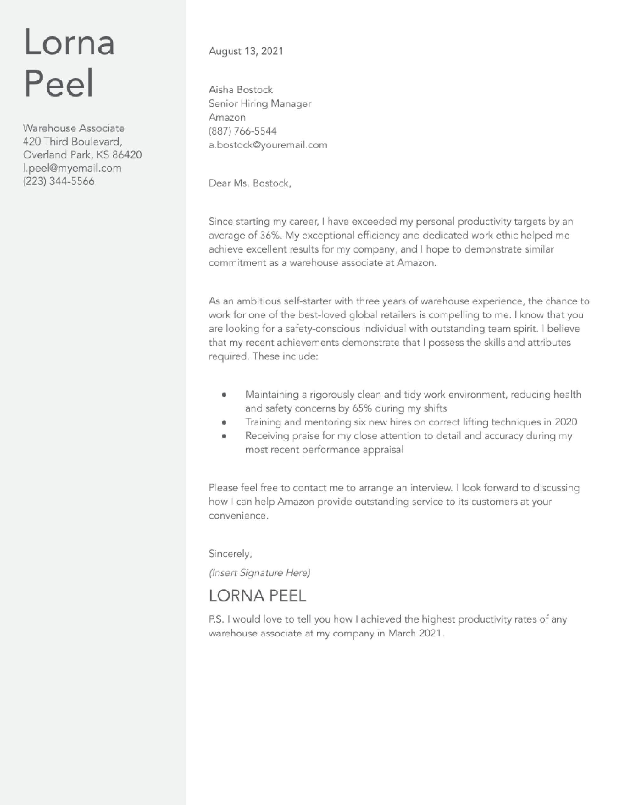 Warehouse assistant Job Description for Resumecover Letters and Resume Samples Warehouse Worker Cover Letter Examples In 2022 – Resumebuilder.com