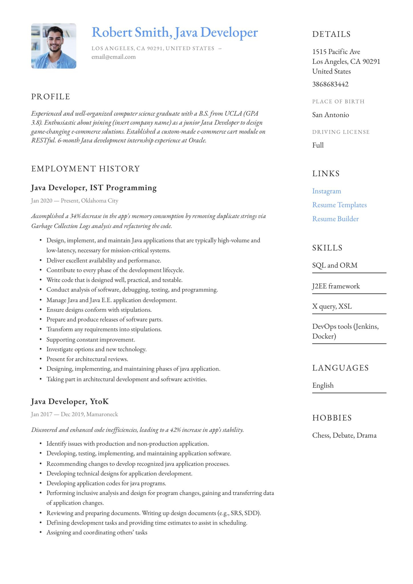 3 Years Java J2ee Sample Resume Java Developer Resume & Writing Guide  20 Templates