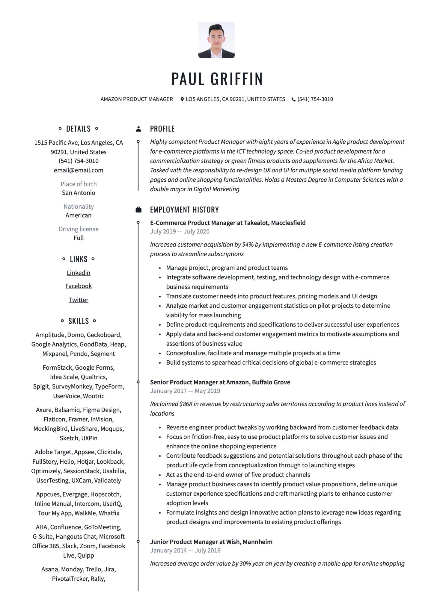 Amazon Private Label Brands Seller Resume Samples Amazon Product Manager Resume & Guide 17 Examples 2022