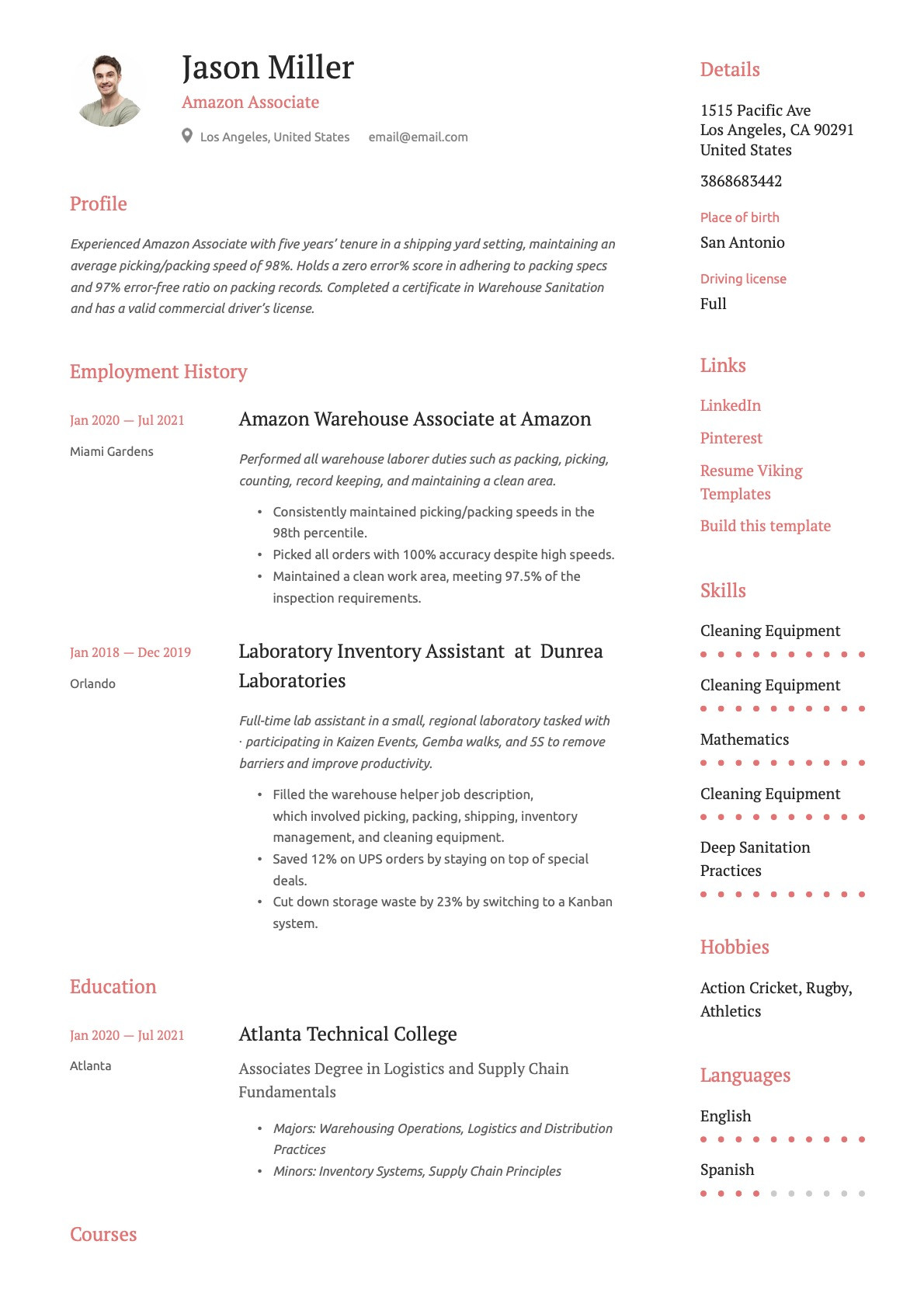 Amazon Warehouse associate Job Resume Sample Amazon associate Resume & Writing Guide 21 Templates 2022 Amazon Warehouse associate Job Resume Sample Amazon associate Resume & Writing Guide 21 Templates 2022