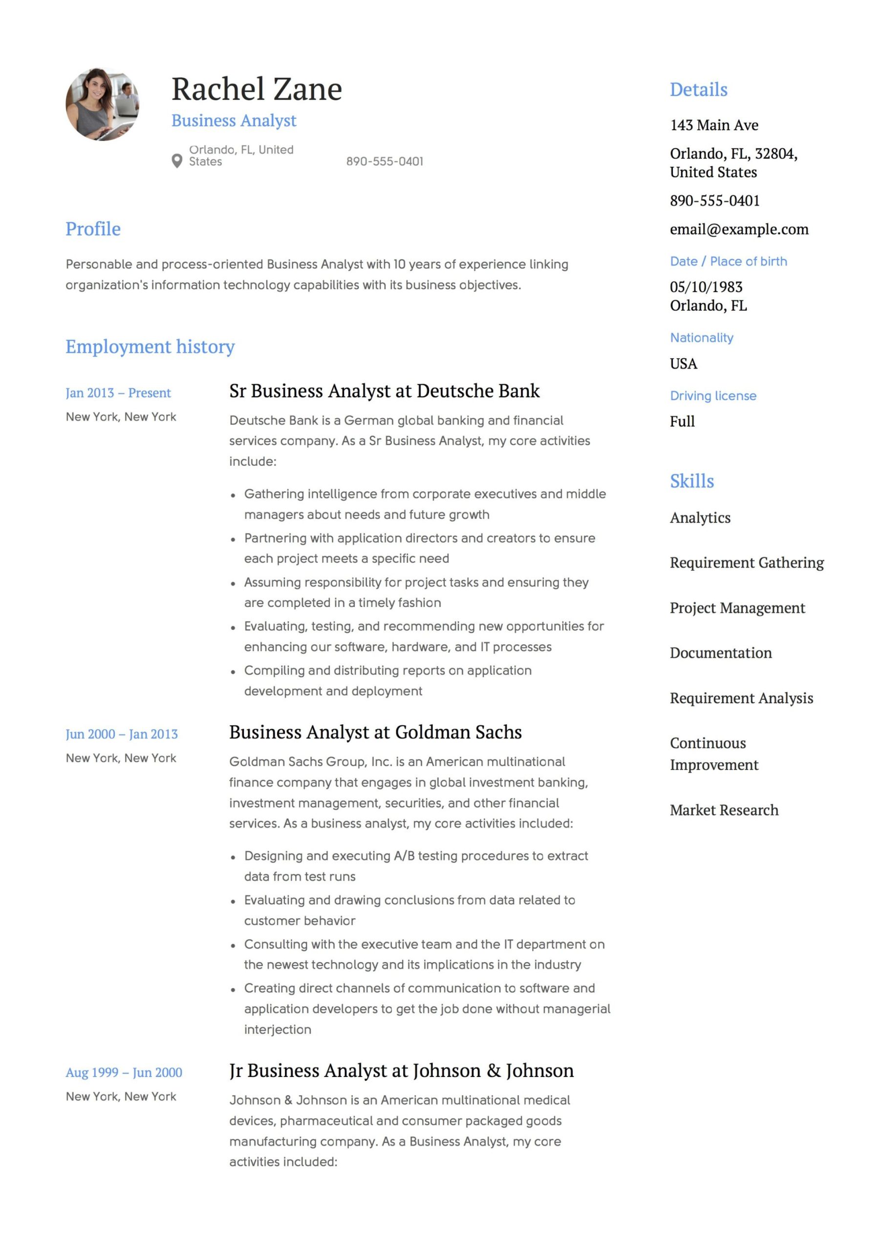 Business Analyst Resumes Samples for One Year Business Analyst Resume Examples & Writing Guide 2022
