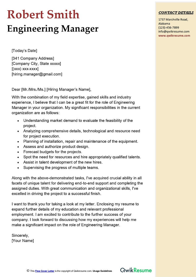 Cover Letter Sample for Engineering Resume Engineering Manager Cover Letter Examples – Qwikresume Cover Letter Sample for Engineering Resume Engineering Manager Cover Letter Examples – Qwikresume