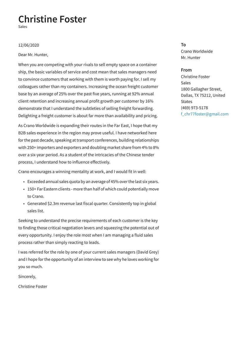Cover Letter Sample for Resume Sales Sales Cover Letter Examples & Expert Tips [free] Â· Resume.io