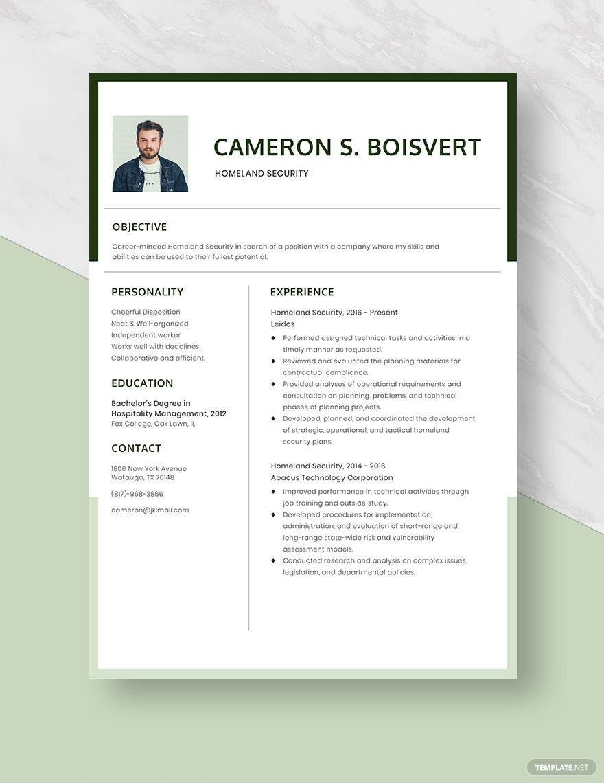 Department Of Homeland Security Resume Sample Free Free Homeland Security Resume Template – Word, Apple Pages …