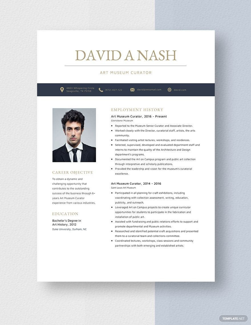 Emerging Museum Professional and Resume Sample Art Museum Curator Resume Template – Word, Apple Pages Template.net