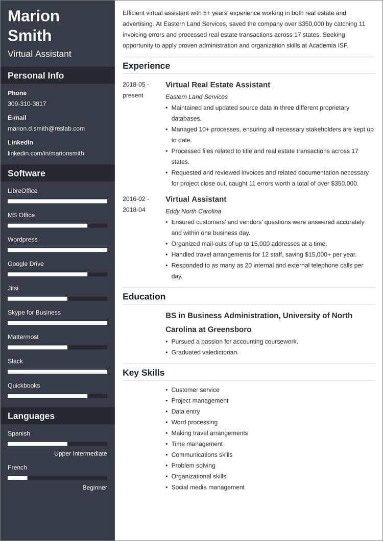 Entry Level Real Estate assistant Resume Sample Virtual assistant Resumeâsample and Job Description
