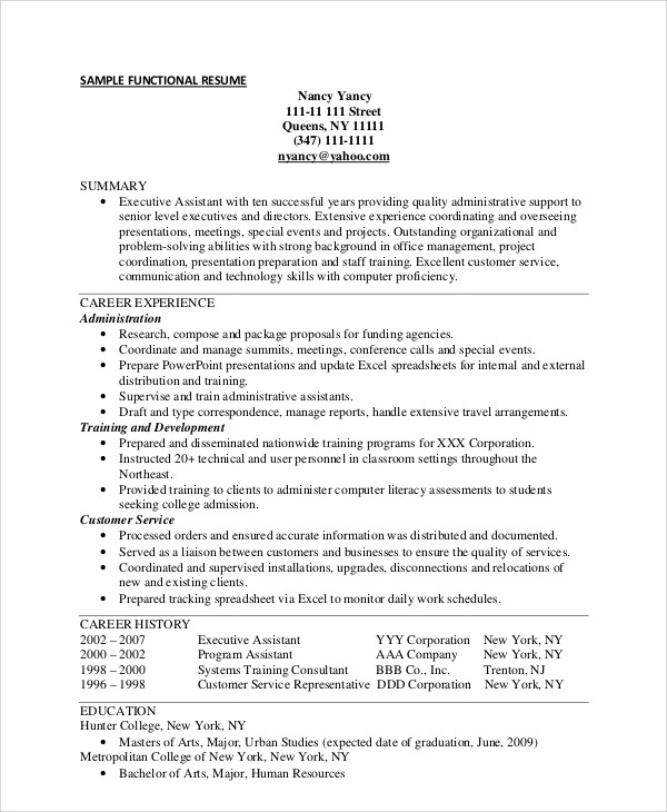 Example Of A Functional Resume Sample 9 Functional Resume Samples – Pdf Doc Sample Templates Example Of A Functional Resume Sample 9 Functional Resume Samples – Pdf Doc Sample Templates