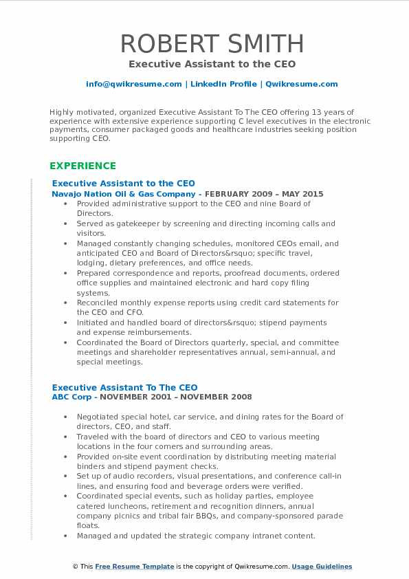 Executive assistant to Ceo Resume Samples Executive assistant to the Ceo Resume Samples