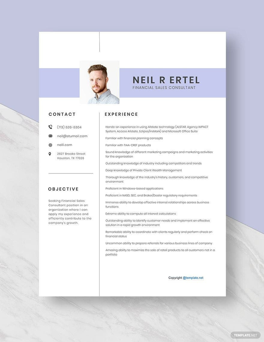 Financial Sales Consultant Iii Resume Samples Financial Sales Consultant Resume Template – Word, Apple Pages …