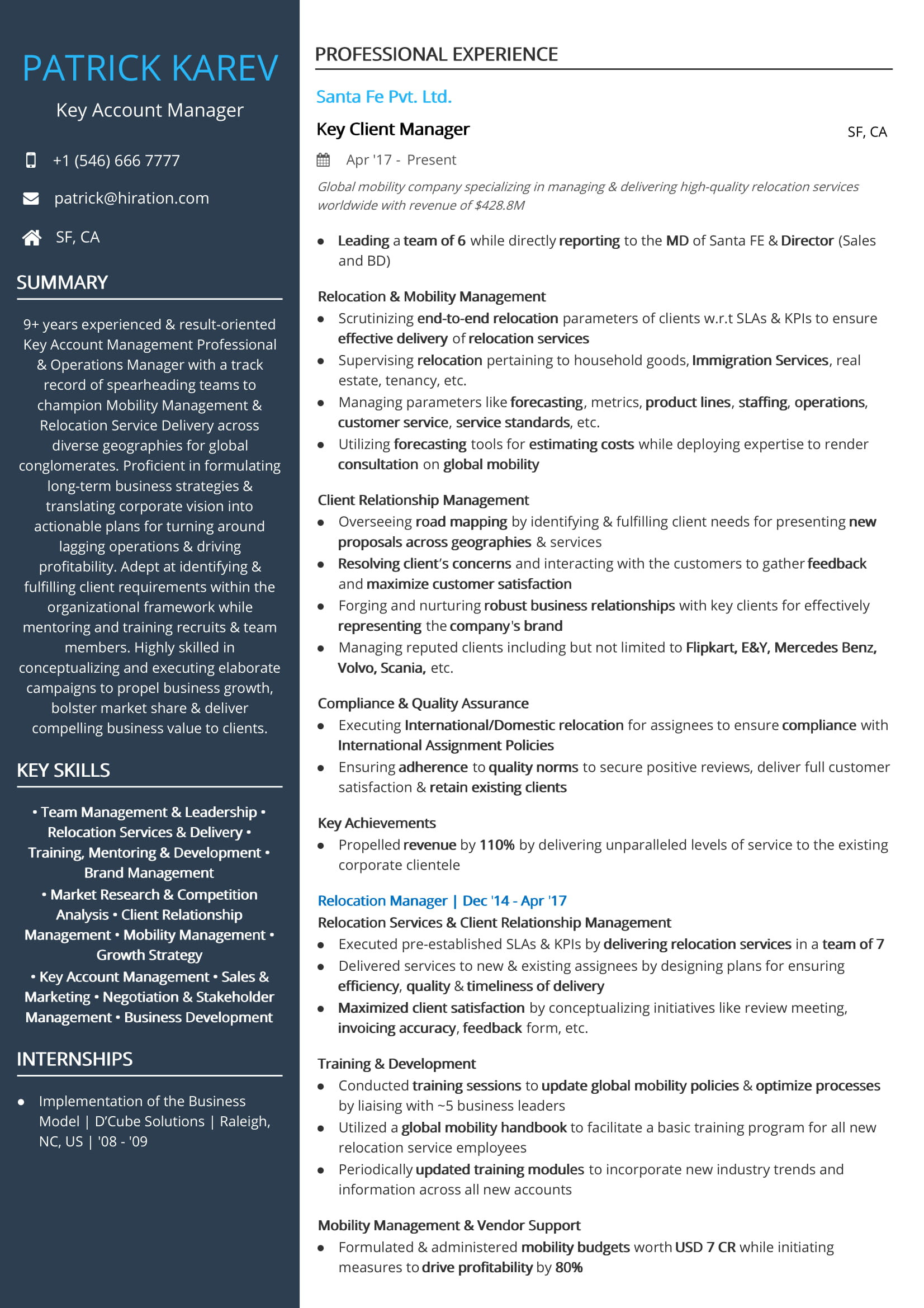 Free Sample Resume for Account Manager Free Key Account Manager Resume Sample 2020 by Hiration