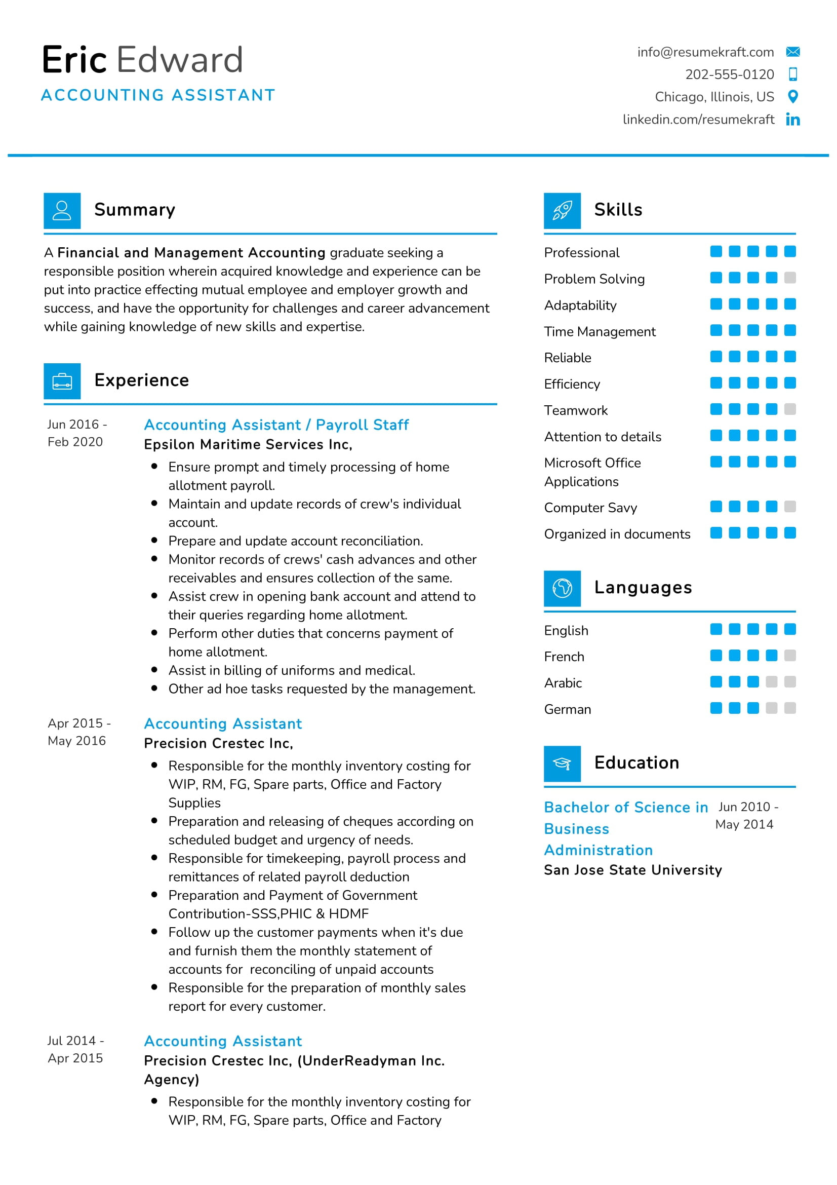 Free Sample Resume for Accounting assistant Accounting assistant Resume Example 2022 Writing Tips – Resumekraft