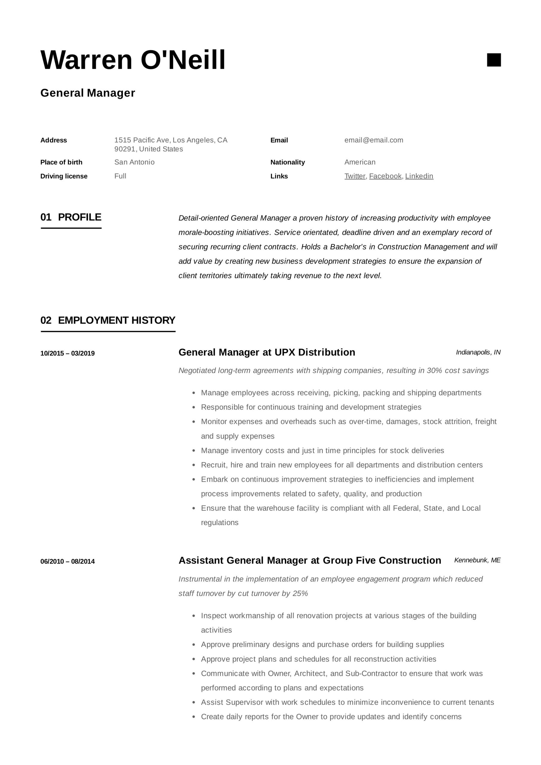 General Manager Job Description Resume Sample General Manager Resume & Writing Guide 12 Examples Pdf 2022