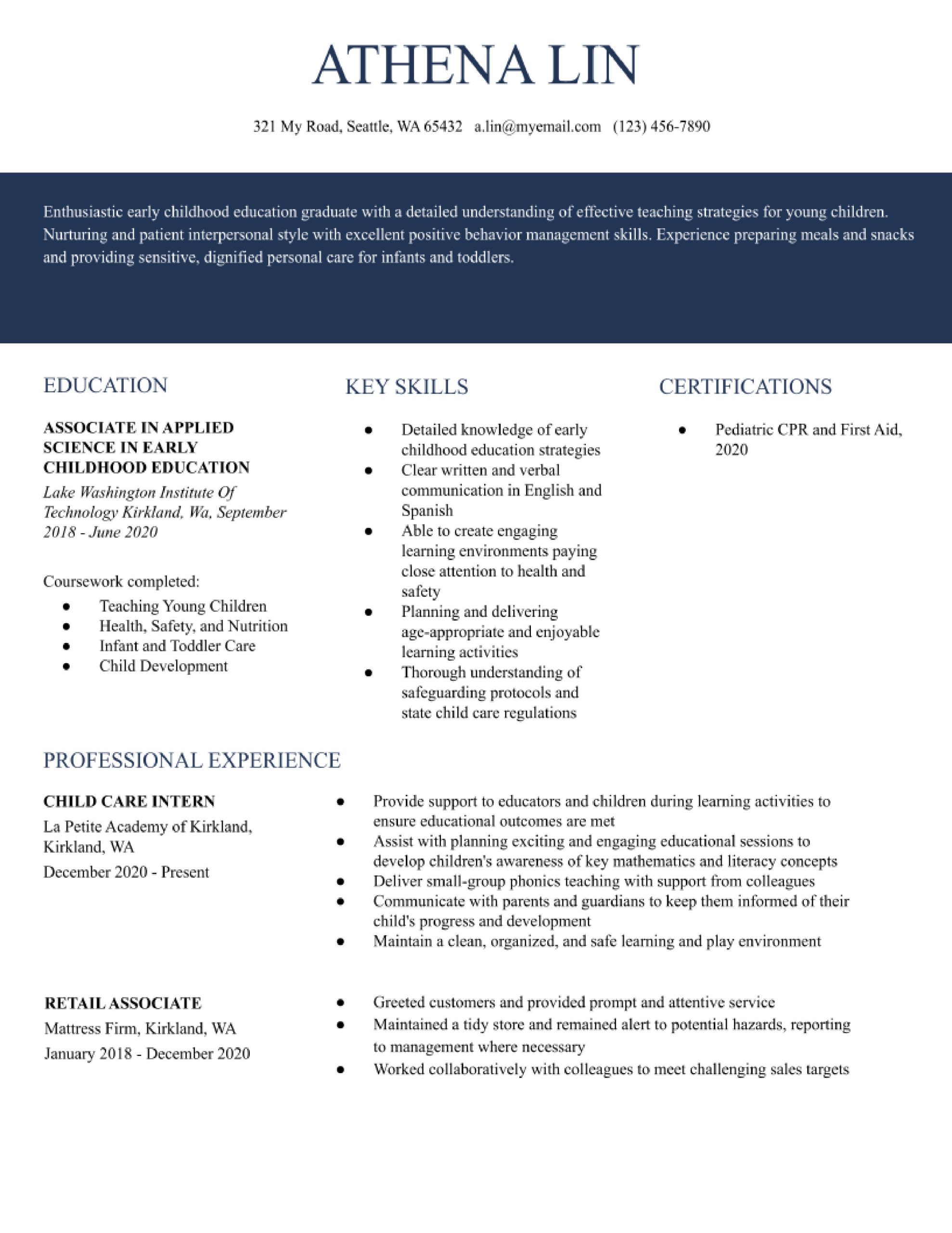 High School Student Resume Sample Child Care Child Care Resume Examples In 2022 – Resumebuilder.com