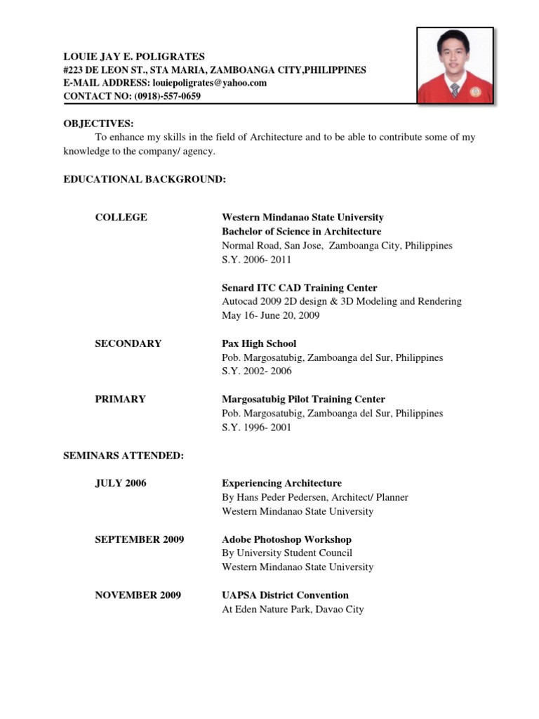High School Student Resume Sample Philippines Resume Pdf Mindanao Philippines