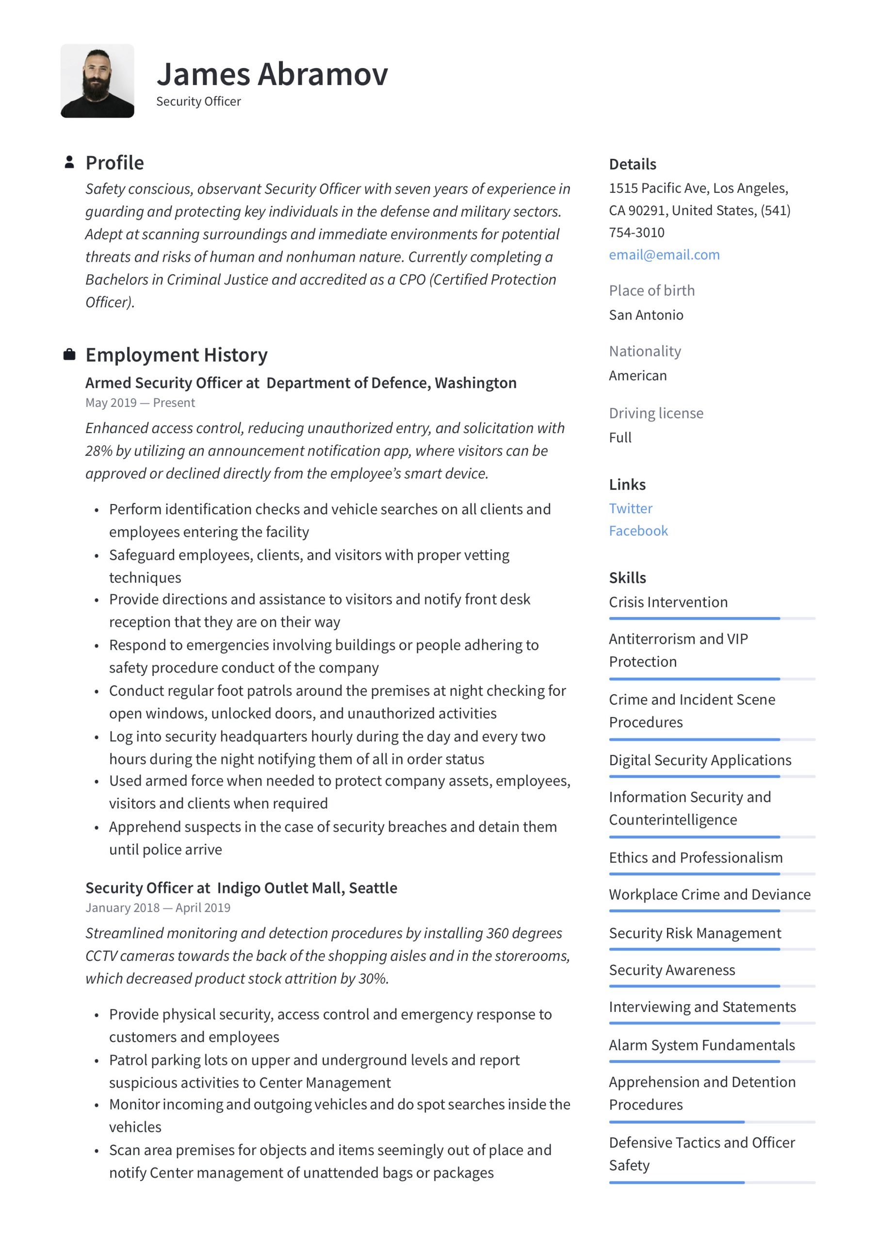 Information System Security Officer Sample Resume Security & Protective Services – Resume Examples 2022