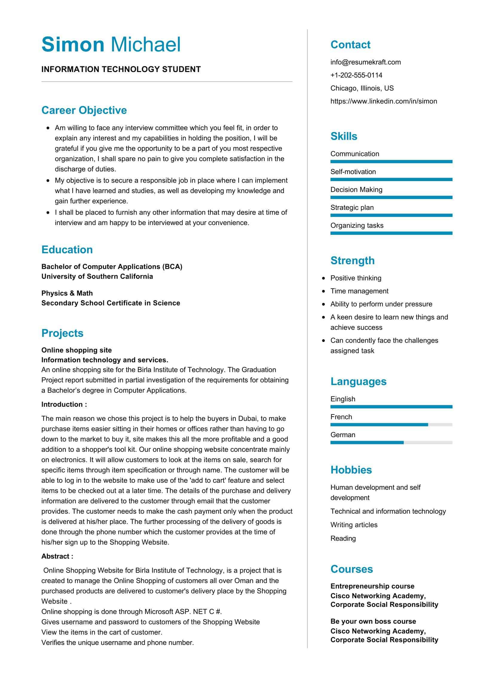 Information Technology Student Resume Sample No Experience Information Technology Student Resume 2022 Writing Tips …