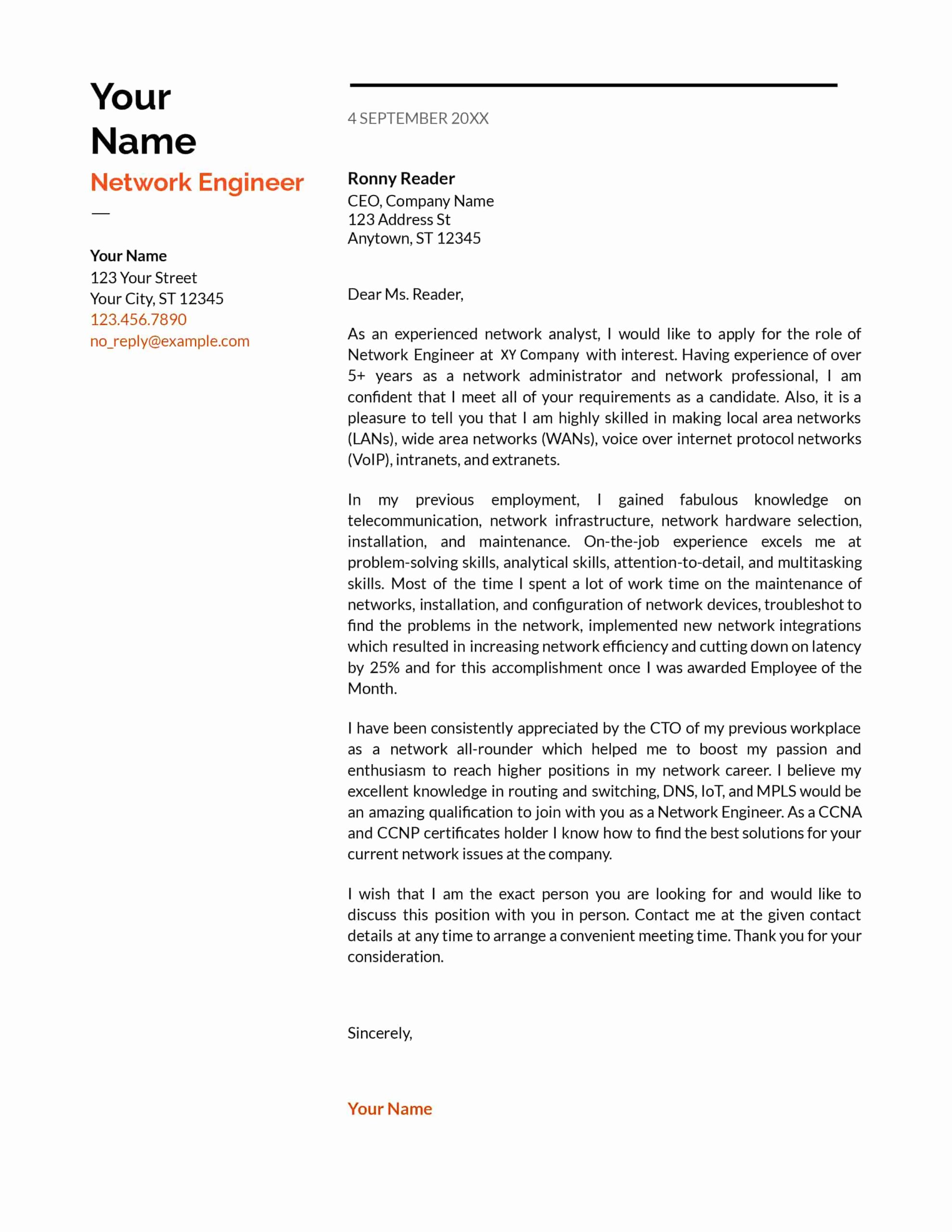 Network Engineer Cover Letter Resume Sample Network Engineer Cover Letter Samples & Guides Cresuma