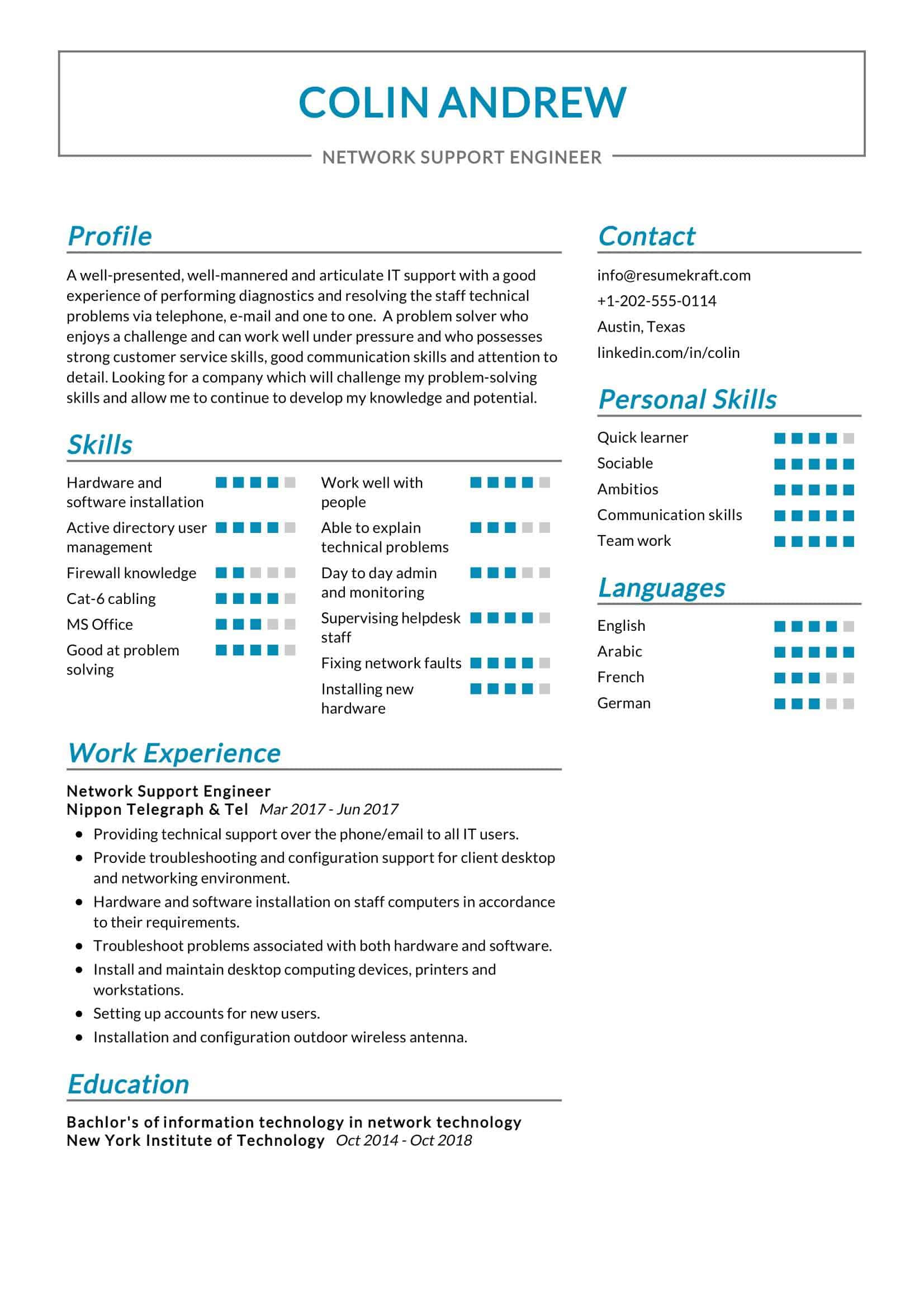 Network Engineer Resume Samples for Freshers Network Support Engineer Resume Sample 2022 Writing Tips …