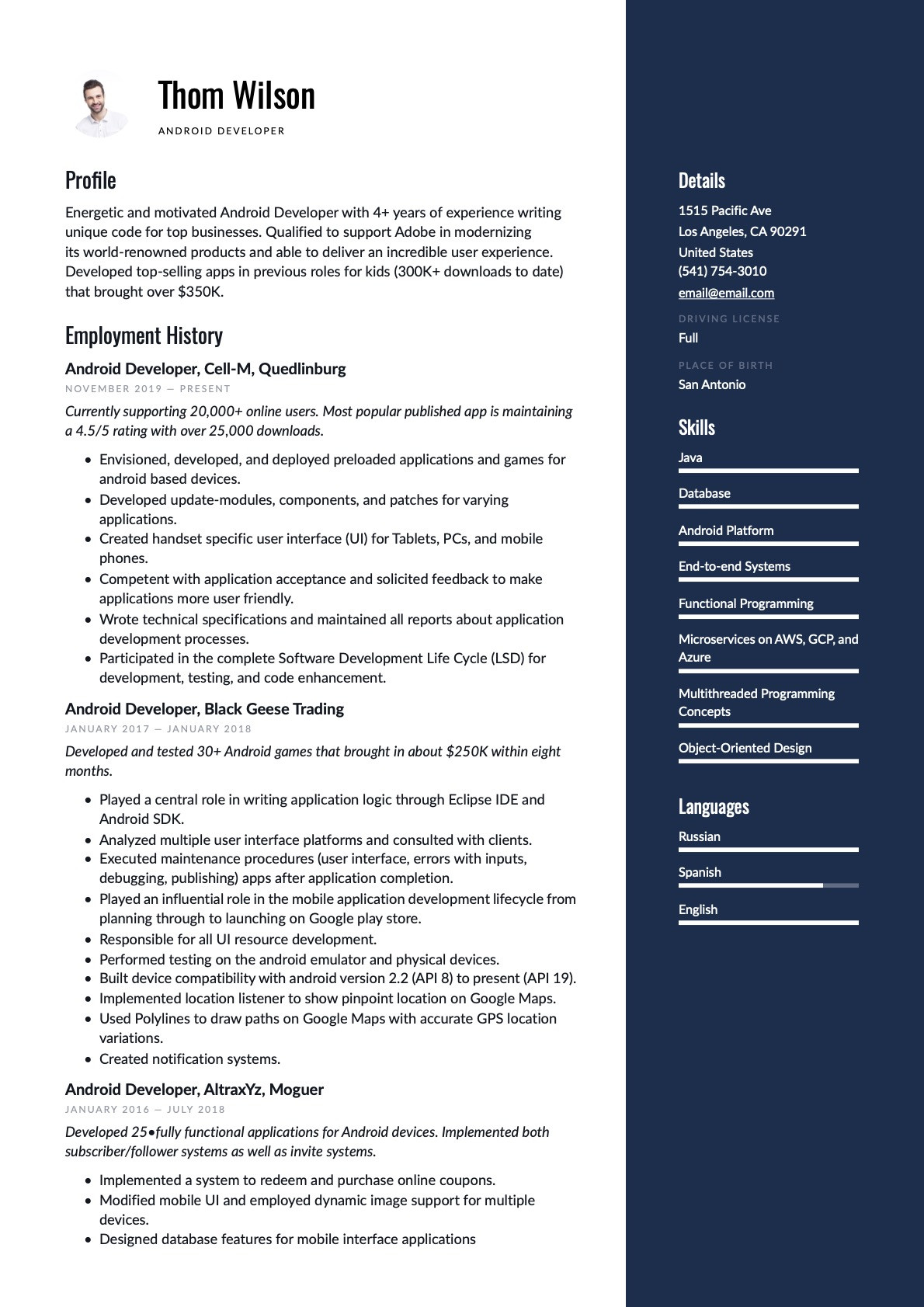 Orange County Resumes Samples for android 7 Years android Developer Resume Guide & Examples  20 Pdf’s 2022