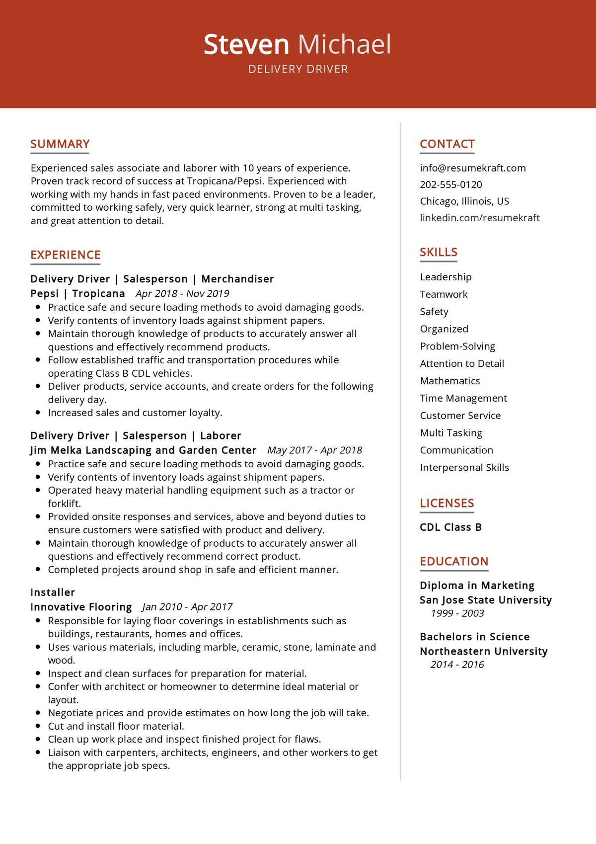 Order Process and Ship Resume Sample Delivery Driver Resume Sample 2021 Writing Guide & Tips …
