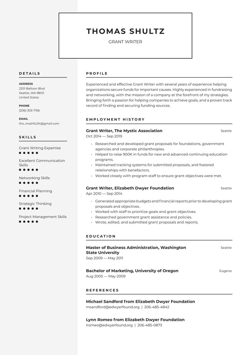 Oregon State Insight Resume Answer Samples Grant Writer Resume Examples & Writing Tips 2022 (free Guide)