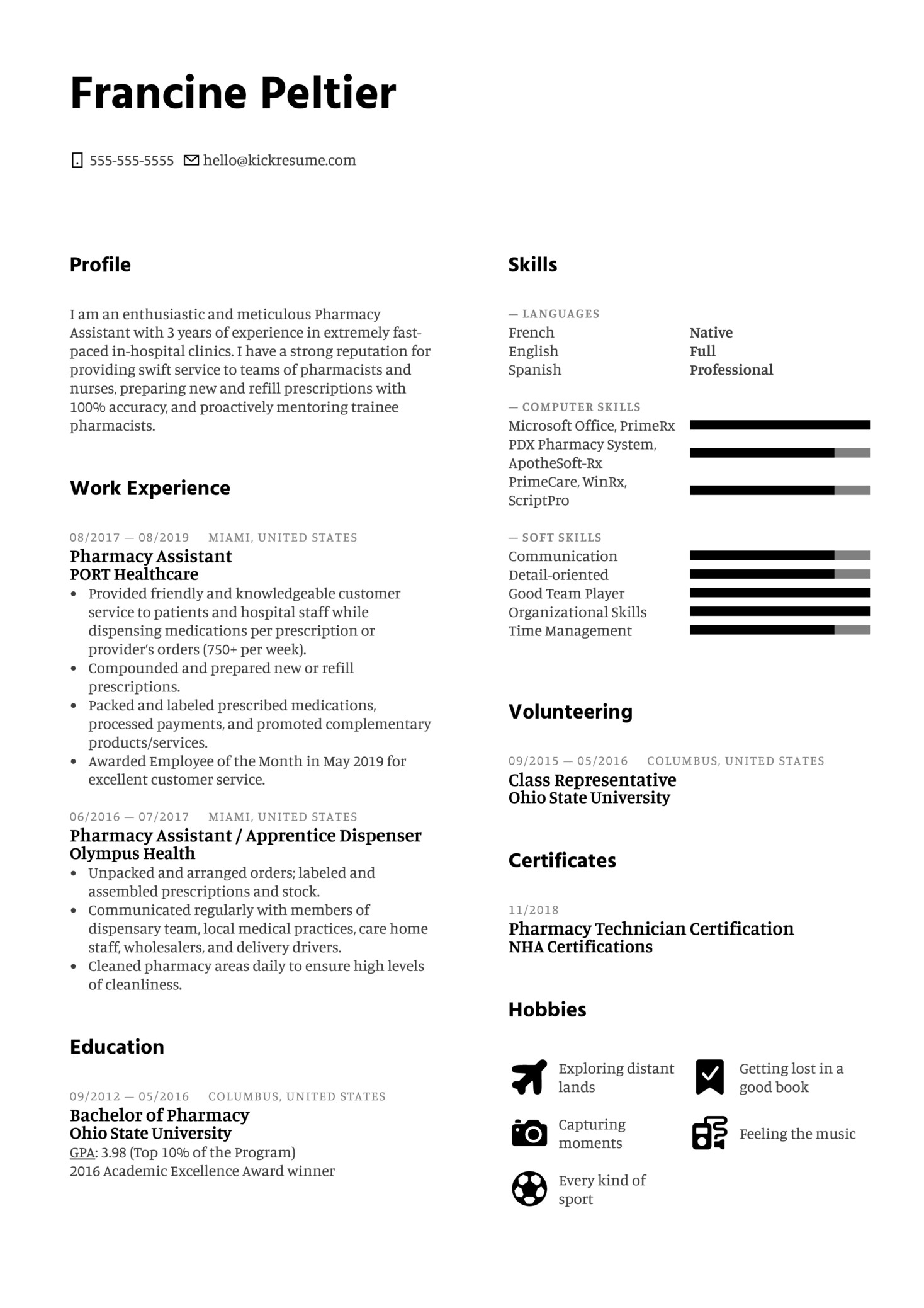 Pharmacy assistant Resume Sample No Experience Pharmacy assistant Resume Sample