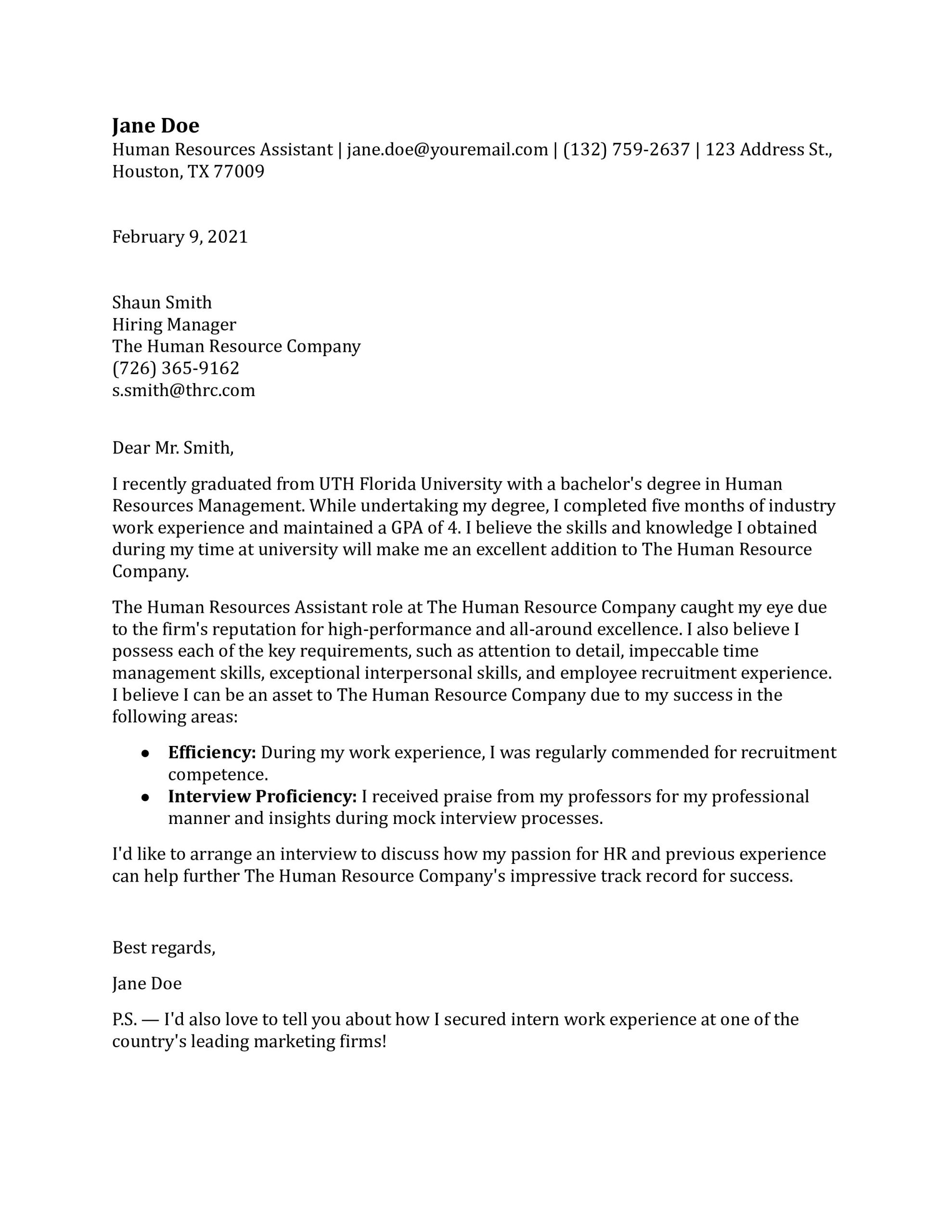 Professional Cover Letter for Resume assistance Human Resource Sample Human Resources (hr) Cover Letter Examples In 2022 – Resumebuilder.com