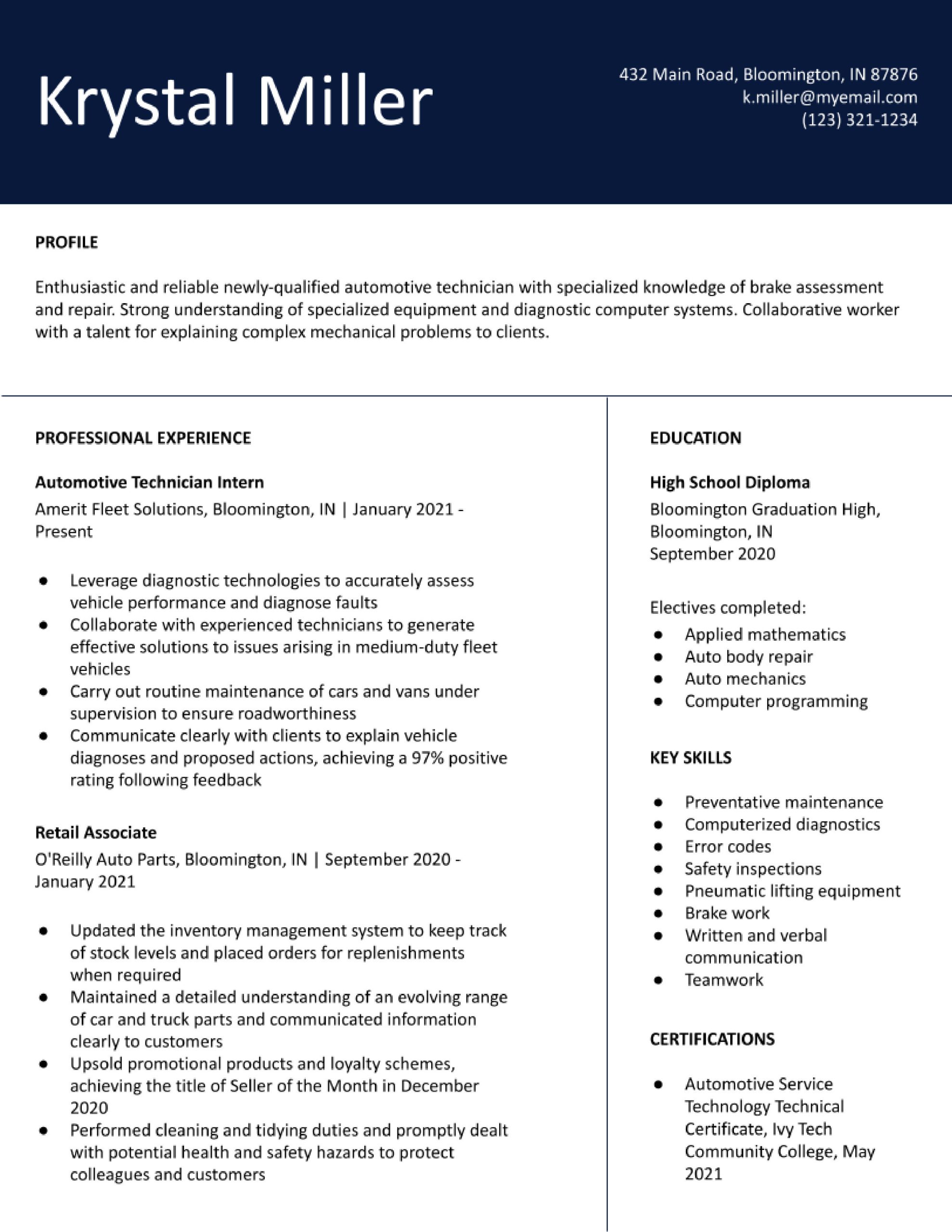 Resume Sample for Automotive Service Technician Automotive Technician Resume Examples In 2022 – Resumebuilder.com