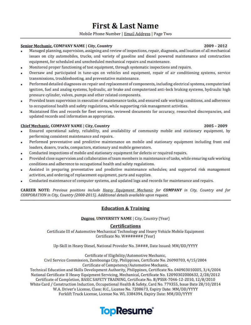 Resume Sample for Automotive Service Technician Mechanic Resume Sample Professional Resume Examples topresume Resume Sample for Automotive Service Technician Mechanic Resume Sample Professional Resume Examples topresume