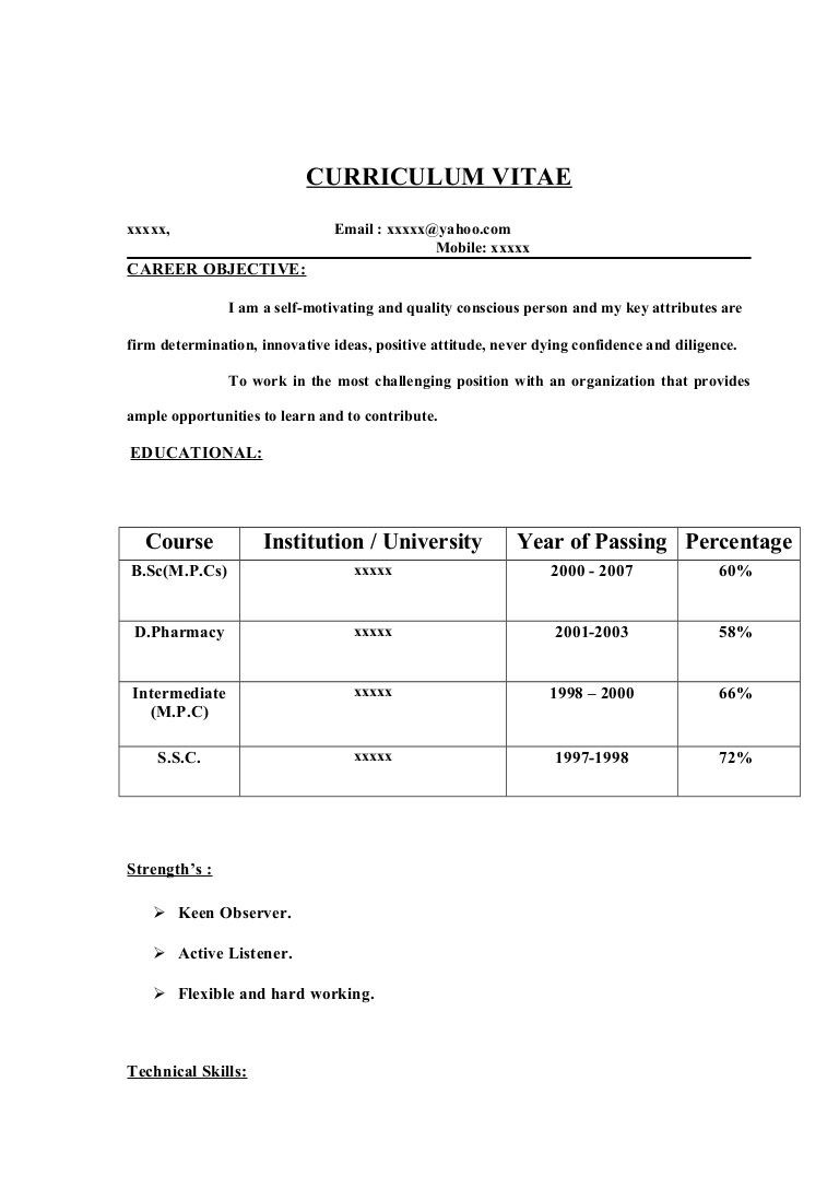 Resume Sample for B Pharm Fresher D Pharma Resume format , #format #pharma #resume Resume format …