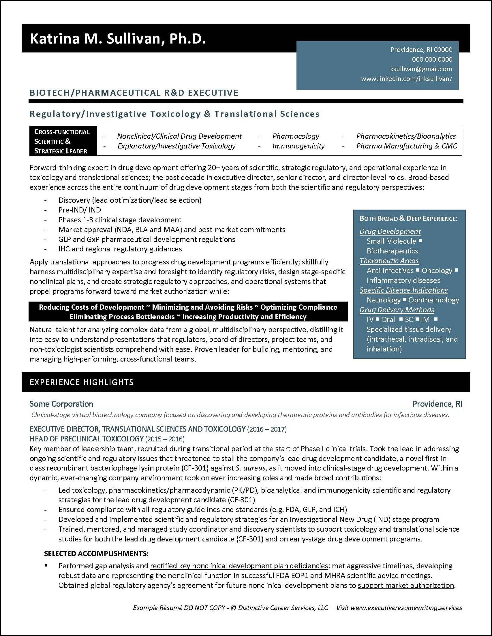 Resume Sample for Biotech Research assistant Jobs Example Executive Resume – Biotech R&d – Pg1 Executive Resume …
