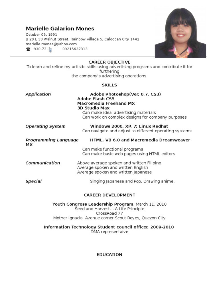 Resume Sample format for Ojt Students Resume format Ojt Pdf