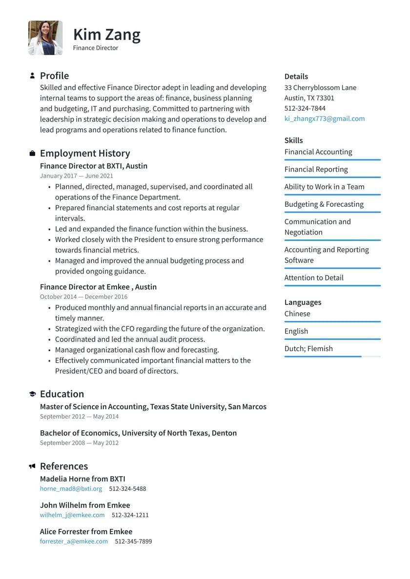 Resume Sample From A Finance Persn Finance Director Resume Examples & Writing Tips 2022 (free Guide)