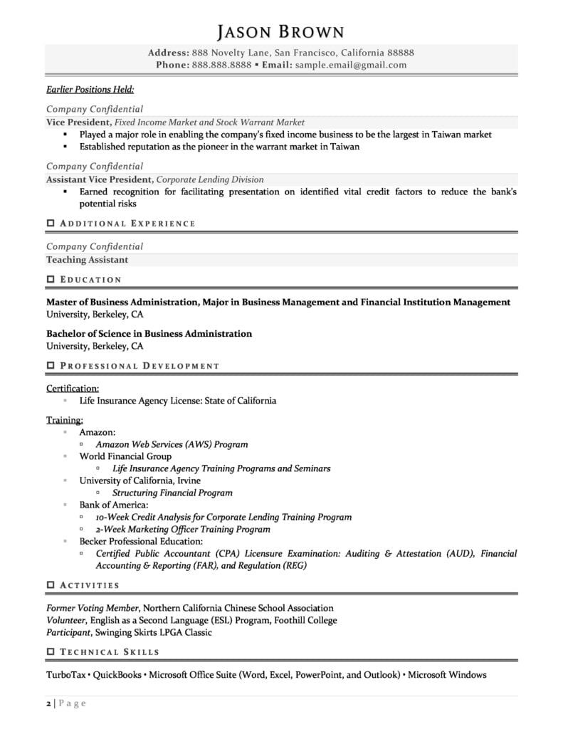 Resume Sample From A Finance Person Finance Manager Resume Example Resume Professional Writers