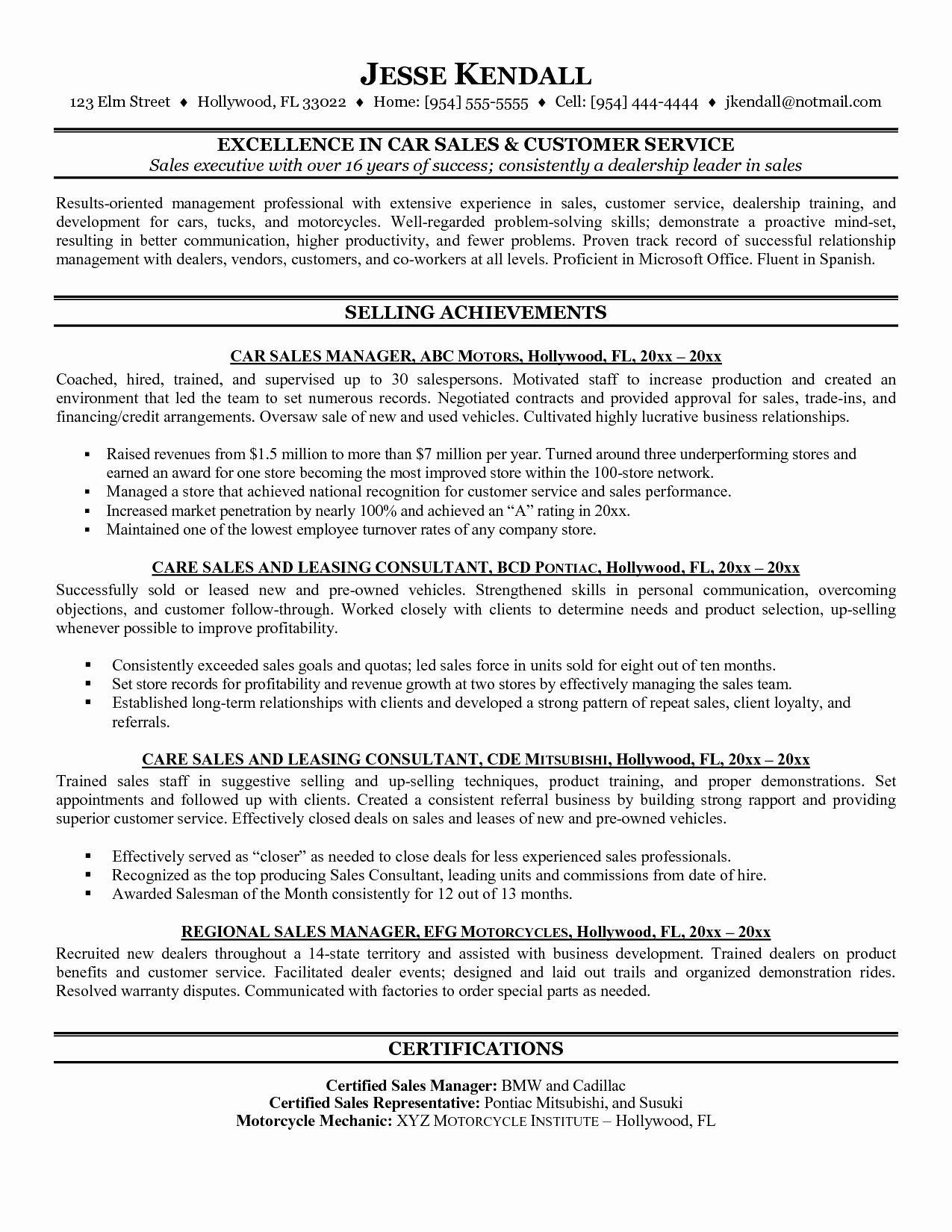 Resume Sample Goal for Auto Parts Sales Person Automobile Sales Manager Resume Unique 9 10 Resume Objective …