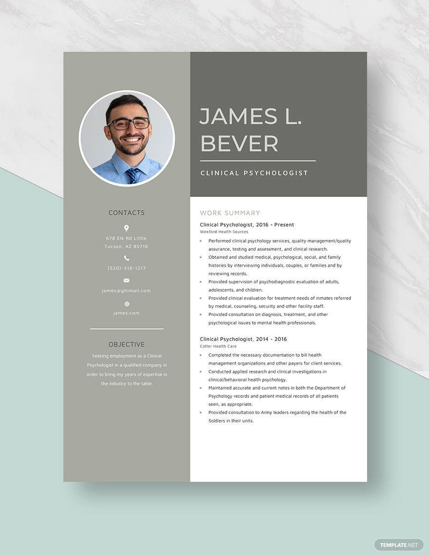 Resume Samples for Conducting Psychology Tests Psychologist Resume Templates – Design, Free, Download Template.net