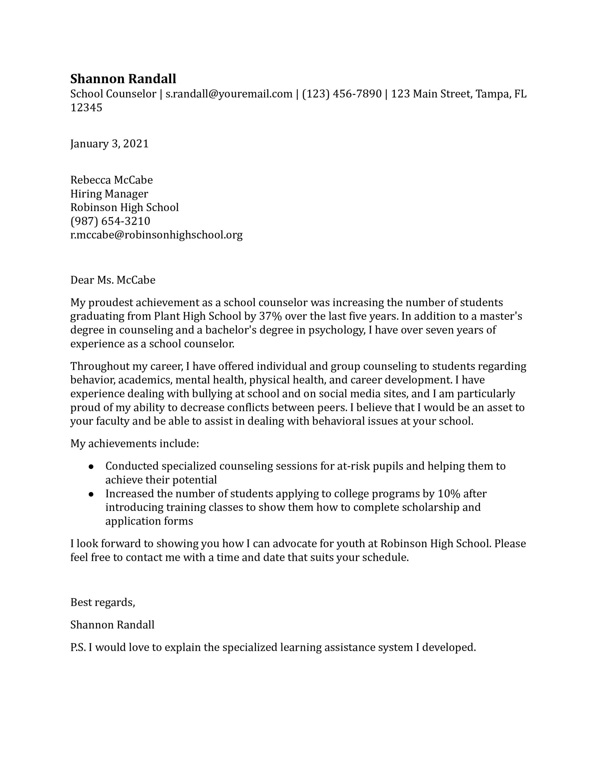 Resume Samples School Counselor Entry Level School Counselor Cover Letter Examples In 2022 – Resumebuilder.com