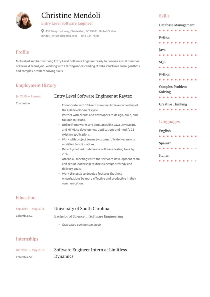 Resume Samples software Engineer Entry Level Grad Entry-level software Engineer Resume Examples & Writing Tips 2022