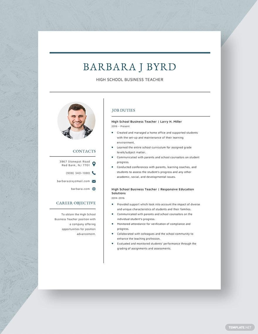 Sample High School Business Teacher Resume High School Resume Templates Pages – Design, Free, Download …
