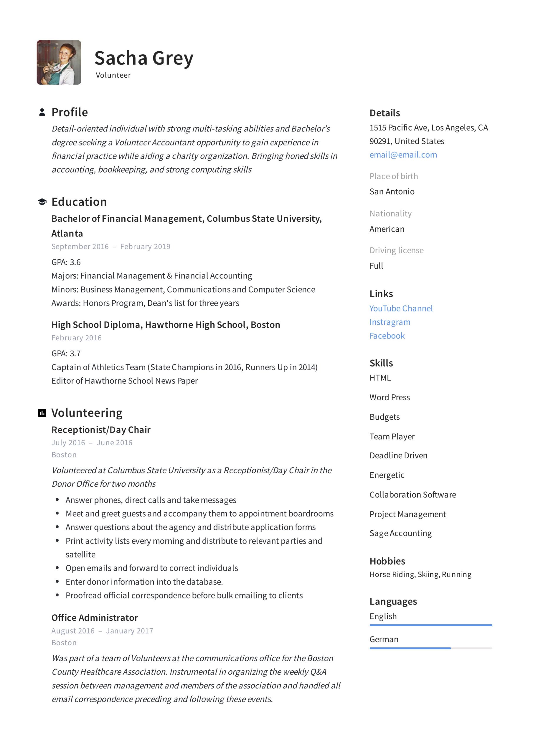 Sample Of High School Resume for Hospital Volunteer Volunteer Resume Sample & Writing Guide –   Pdf’s 2019