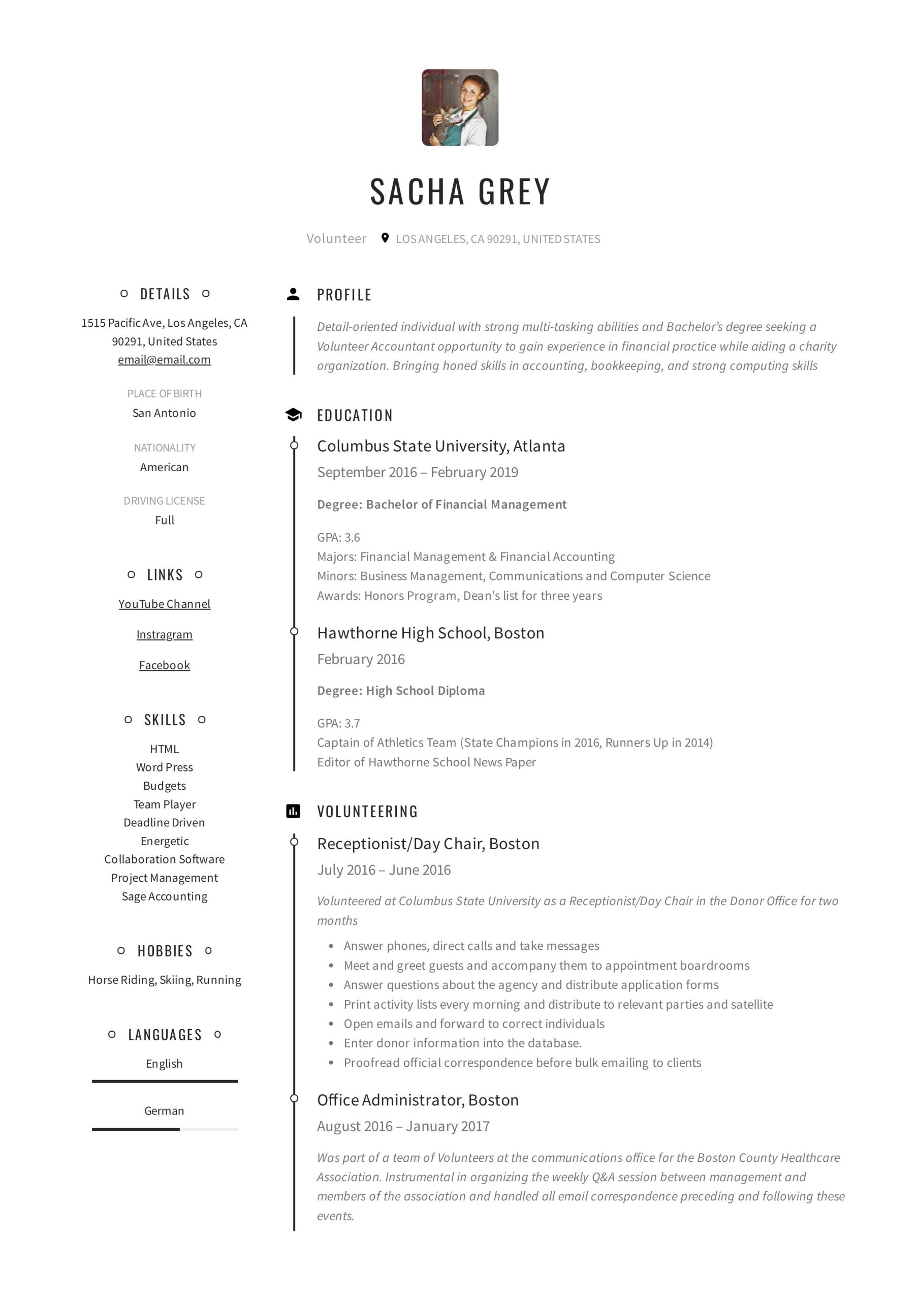 Sample Of High School Resume for Hospital Volunteer Volunteer Resume Sample & Writing Guide –   Pdf’s 2019