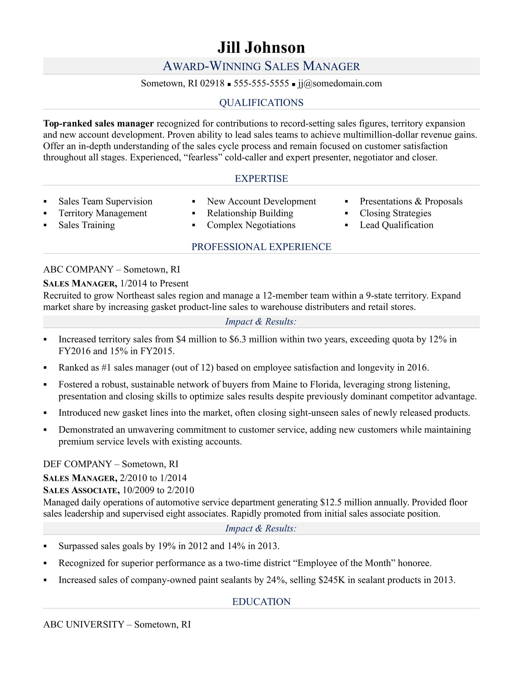 Sample Of Resume Objectives for Sales Position Sales Manager Resume Sample Monster.com