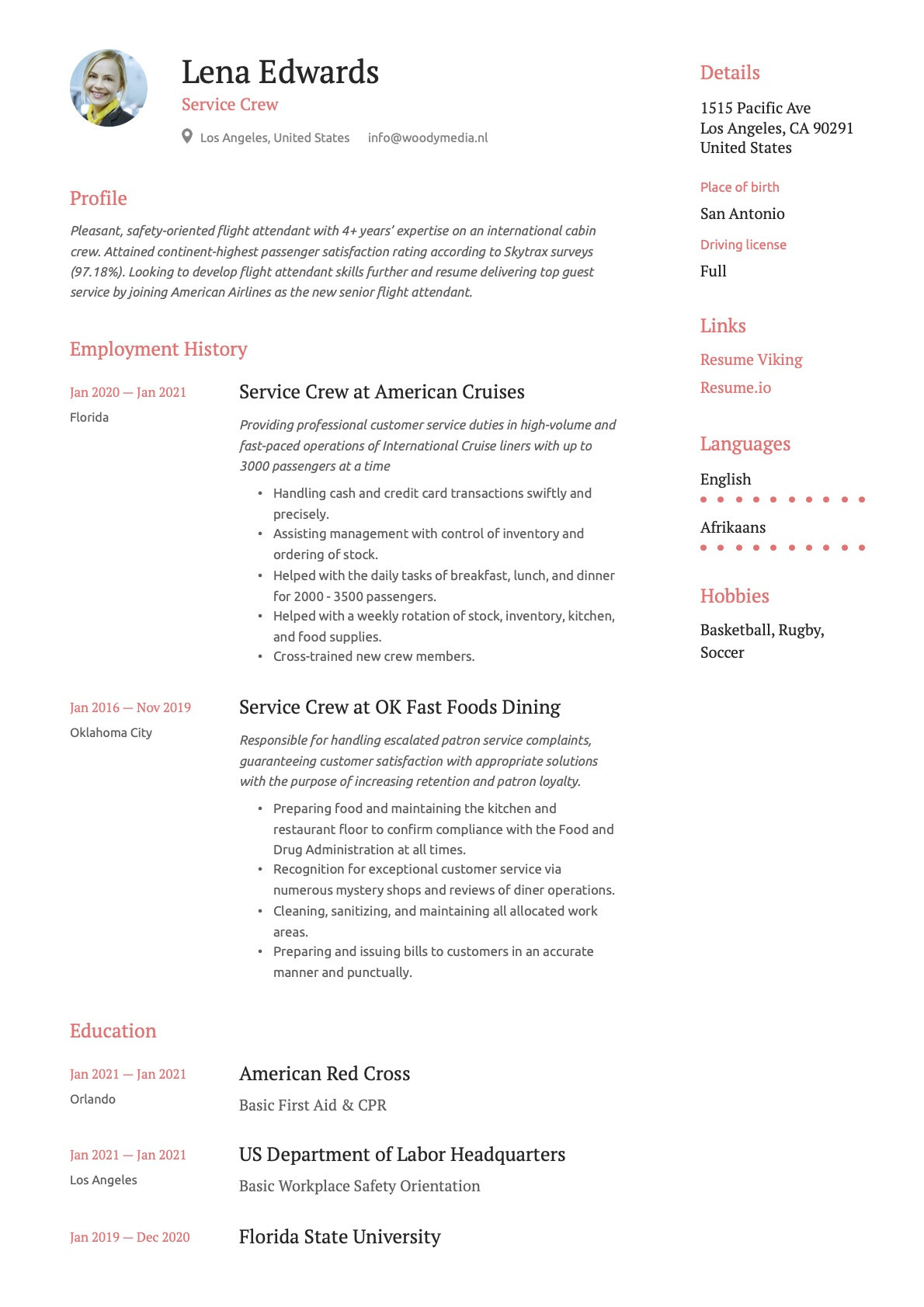 Sample Of Resume Objectives for Service Crew Service Crew Member Resume & Writing Guide  20 Templates