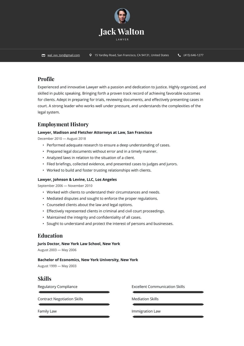 Sample Respresentative Matters for Lawyer Resume Lawyer Resume Examples & Writing Tips 2022 (free Guide) Â· Resume.io
