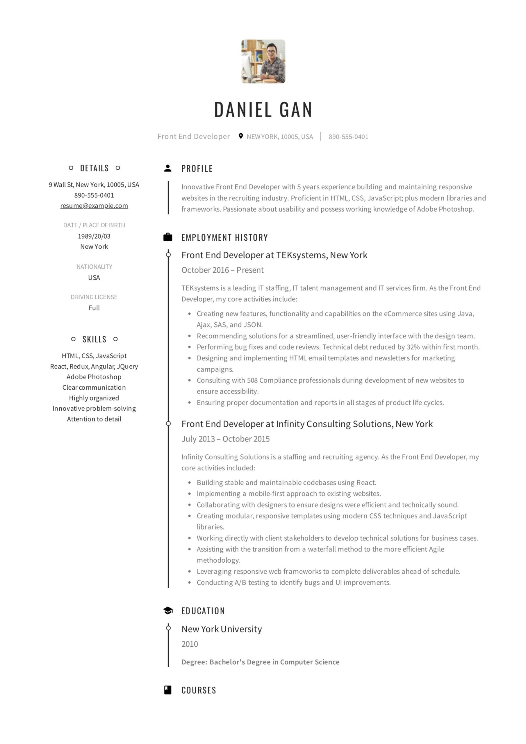 Sample Resume 1 Year Experience In Frontend 17 Front-end Developer Resume Examples & Guide Pdf 2022