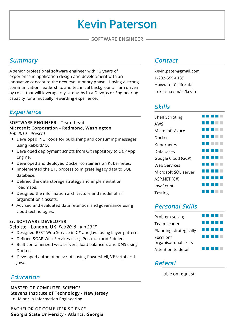 Sample Resume 1 Year Experienced software Engineer software Engineer Resume Example 2022 Writing Tips – Resumekraft